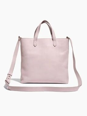 MADEWELL Medium Zip-Top Transport Tinted Blush Leather Crossbody/Tote Bag